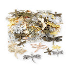 stino 100g Metal Pendant Charms for Jewelry Making, Bulk Silver & Gold Plated Charms for Braclet Necklace Crafts, Animal Plant Flower Pet and so on - color: Dragonfly Silver & Gold