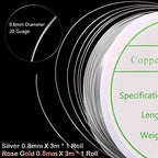 MIKIMIQI 2 Pack Jewelry Wire - 20 Gauge Tarnish Resistant Copper Beading Wire for Jewelry Making, 0.8mm X 3m Each (Silver, Rose Gold) - color: Silver,Rose Gold