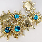 Sun Star Charms Baroque Boho Crystal Gold Plated Resin Gypsy Pendant Alloy for Jewelry Making DIY Craft Bracelet Necklace Earring - color: Sun-Blue-28Pcs