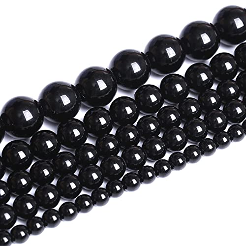 6mm 66pcs Natural Black Agates Onyx Stone Beads Smooth Round Loose Spacer Beads for Jewelry Making DIY Bracelets 15" - color: Black Agate, size: 6mm