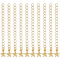 Beebeecraft 1 Box 20Pcs Golden Necklace Extender Real 18K Gold Plated Brass Metal 3D Star Shaped Charm Ends Tail Extension Curb Chain for Jewelry Making Necklaces Bracelets DIY Crafts Supplies - color: Gold-star