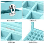 Velvet Jewelry Box 24 Grid Jewelry Earrings Display Organiser Box Ring Tray Holder Earrings Storage Case for Girls Women Wife Mom (Light blue) - color: Light blue