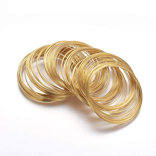 100 Loops Steel Memory Wire Jewelry Beading Wire Cuff Bangle Bracelet Findings Golden for Jewelry Making Wrapping Arts 22 Gauge - color: Gold, size: 5.5cm