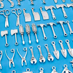 Youdiyla 51pcs Alloy Ancient Silvery Father's Day Series Tool Set Pendant Jewelry Making DIY Keychain Earrings Pendant Various Design Charms for Jewelry Making Bracelets Necklace (M351) - color: M351