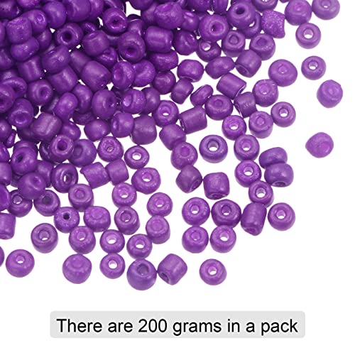 HARFINGTON 2000Pcs Small Glass Beads 6/0 4mm Loose Tiny Round Small Beads for Bracelet Earring Rings Jewelry Making, Purple - color: Purple