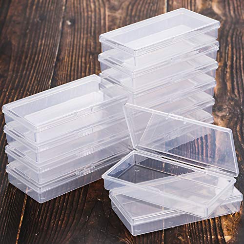 SATINIOR Pack of 12 Clear Plastic Bead Storage Containers with Hinged Lids for Beads and More (12.8 x 6.1 x 2.45 x 2.9 inches) - size: 4.8 X 2.45 X 0.9 Inch