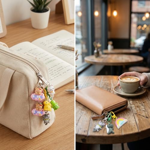 KJML DIY Cute Keychain Charms Bulk 30pcs Pendant Charms for Keychain Making Mini Resin Charm for Funny Keychains Bag Charm Purse Backpack Jewelry Making - color: Mix Animal
