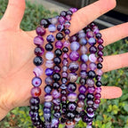 90pcs Adabele AAA Natural Banded Purple Agate Healing Gemstone 4mm (0.16 inch) Small Round Loose Beads Gem Stone Spacer GC18-4 - color: Banded Purple Agate, size: 4mm (90pcs/1 Strand)