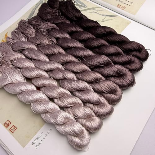100% Nature Mulberry Handmade Embroidery Silk Thread Woven Jewelry Accessory Artificial Flowers Cross Stitch Floss DIY Sewing Kits 7 Gradient Colors 110m Each (23) - color: 23