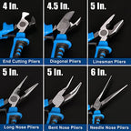COMOWARE 6-Piece Mini Pliers Set, Multi-Function Precision Tools with Needle, Bent & Cutting Tips for Electronics, DIY & Crafting - color: Blue