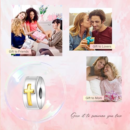 Clip Stopper Spacer Charms for Bracelets Necklaces, Compatible with Pandora,Jewery Mking DIY - style: Cross Clip