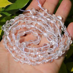 Natural Stone Beads 6-8mm Clear Quartz Oval Irregular Freeform Tumbled Loose Gemstone Beads for Jewelry Making 15 Inch Strand 50-55 Pcs - color: Clear Quartz-1 strand15”-approx. 55 beads