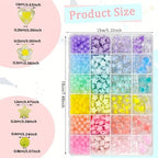 420 Adorable Acrylic Beads Set - Cute Mixed Shape Stars, Hearts, Flowers and Round Beads for DIY Jewelry, Hair Accessories and Crafts
