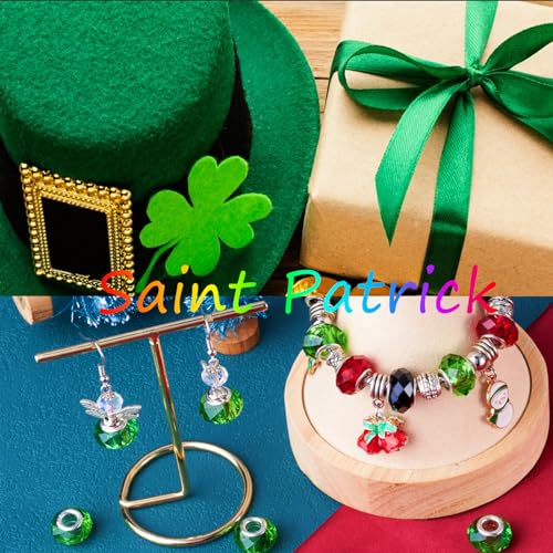 100pcs 14mm Green European Glass Beads - Large Hole, Lampwork, Loose Spacer Beads for St. Patrick's Day DIY Craft Snake Chains Bracelet Necklace Earring Making - Hole: 5mm - color: Green