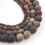 Stone Beads, 45pcs Matte Picasso Jasper, 8mm Round Loose Beads for Jewelry Making, Bracelets, with Bag, String & Card - color: Matte Picasso Jasper, size: 8mm