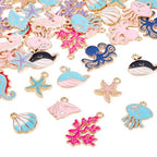 Cheriswelry 36Pcs Ocean Beach Sea Charms for Jewelry Making Assorted Summer Charms Starfish Shell Whale Jelly Fish Pendants 15-29mm for Earring Necklace Bracelet Supplies