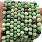 ABCGEMS African Hydrogrossular Garnet Beads AKA Transvaal Grossular Garnet (Gorgeous Black Inclusions of Chromite) Healing Energy Jewelry Making Smooth Round 10mm - color: Hydrogrossular Garnet (From Africa)