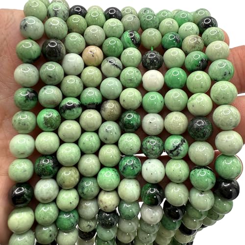 ABCGEMS African Hydrogrossular Garnet Beads AKA Transvaal Grossular Garnet (Gorgeous Black Inclusions of Chromite) Healing Energy Jewelry Making Smooth Round 10mm - color: Hydrogrossular Garnet (From Africa)