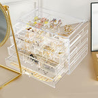 Weiai Acrylic Jewelry Box, 72 Grids Clear Jewelry Organizer with Adjustable Dividers, Large Capacity Earring Ring Gift Boxes - size: 4 Drawers