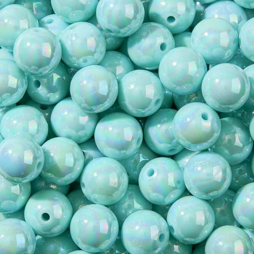 16mm Acrylic Bead 100pcs AB Shallow Lake Blue Color Focal Bead Chunk Bubblegum Beads for DIY Crafting Necklace Bracelet Jewelry Making Keychain (Shallow Lake Blue) - color: Shallow Lake Blue