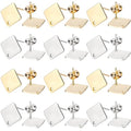 SUNNYCLUE 1 Box 40Pcs Earring Post with Hole 304 Stainless Steel Earring Posts Rhombus Ear Studs Hypoallergenic Geometric Ear Findings for Jewelry Making Accessories DIY Crafts Supplies - color: 20pairs Rhombus Stainless Steel Earring Posts With Loops