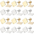 SUNNYCLUE 1 Box 40Pcs Earring Post with Hole 304 Stainless Steel Earring Posts Rhombus Ear Studs Hypoallergenic Geometric Ear Findings for Jewelry Making Accessories DIY Crafts Supplies - color: 20pairs Rhombus Stainless Steel Earring Posts With Loops