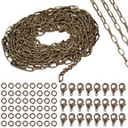 SUNNYCLUE 16.4Feet/ 5m Antique Bronze Curb Cable Chain Link Necklace Paperclip Chain Large 20Pcs Brass Lobster Claw Clasps 50Pcs Brass Jump Rings Jewelry Chains for Jewelry Making Supplies DIY Craft - color: Antique Bronze 10x4.8mm links