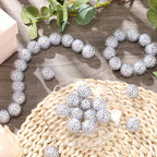 40 Pcs 20 mm Rhinestone Beads Bulk Crystal Round Disco Ball Chunky Bubblegum Beads for Pens Bracelets Charms Craft European Style Jewelry Making Supplies Christmas(White and Silver) - color: White and Silver