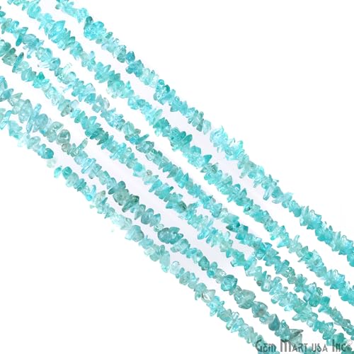 GM GemMartUSA Apatite Natural Raw Chip Beads Strands | Semi-Precious | AAA+ Quality 1 Strand 34” | DIY Bracelet Jewelry Making, Healing Crystal Craft| 4-6mm - Blue-Color Gemstones (CHAP-70001) - color: Apatite (CHAP-70001)
