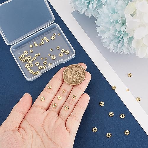 UNICRAFTALE 60 pcs 4 Sizes Flower Spacer Beads Stainless Steel Beads 3-6mm Real 18K Gold Plated Mini Snowflake Loose Beads Metal Beads Small Beads Finding for DIY Bracelet Necklace Jewelry Making - size: 3/4/5/6.1mm