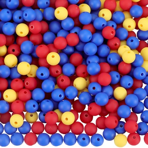 1 Box 500Pcs Round Frosted Beads Red Matte Beads 8mm Small Ball Acrylic Opaque Smooth Bubblegum Rubberized Imitated Silicone Spacer Bead for Jewelry Making Bracelets Necklaces DIY Crafts - color: Red
