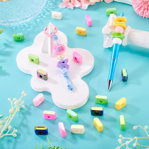 Beadthoven 20pcs Big Letter I Beads Large Hole Bubble Alphabet Acrylic Beads Charm Iridescent Plastic I Shape Loose Chunky Spacers for Jewelry Making Bracelet Necklace Keychains Shoelaces Crafts - color: I