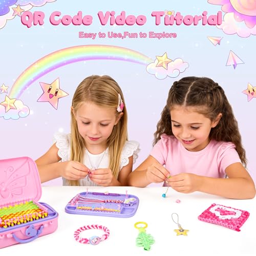 Rubber Band Bracelet Kit for Kids, Loom Bracelet Making Kit, Friendship Bracelet Kit, 400+ Pcs DIY Craft Kit for Girls Ages 6-12, Weaving Loom Set with Case, Beginner Bracelet Maker for Teens Adults