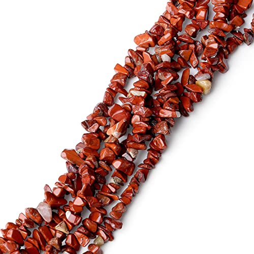 LAIDANLA Red Jasper 400pcs Natural Chip Stone Beads 5-8mm Healing Crystal Irregular Gemstones Drilled DIY Loose Rocks Bead Crystal for Bracelet Earrings Necklace Jewelry Making Crafting - color: O-Red Jasper