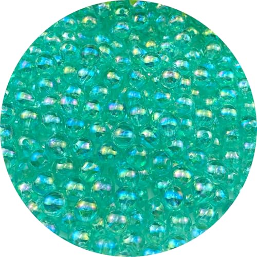 Jmassyang 1000 Pieces 6mm Glossy Acrylic Round Beads AB Color Spacer Bubble Bead Plastic Crafts Bead for DIY Necklaces Bracelets Earrings Jewelry Making(Lake Green AB) - color: Lake Green AB, size: 6mm