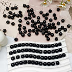 200PCS 8mm Glass Beads for Jewelry Making Soild Black Round Loose Beads for Bracelets DIY Crafts (Black) - color: Black