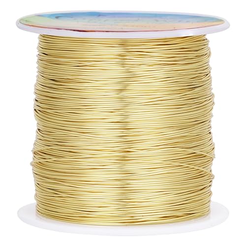 203 Feet Tarnish Resistant Copper Wires 24 Gauge/0.5mm Jewelry Craft Wires Beading Wire for Jewelry Making, Wire Wrapping and Crafting (Light Gold) - color: Light Gold, size: 24 Gauge