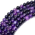 MJDCB Natural Stone Beads Purple Striped Agate Round Loose Beads for Jewelry Making DIY Bracelet Necklace (8mm) - color: Purple Striped Agate, size: 8mm