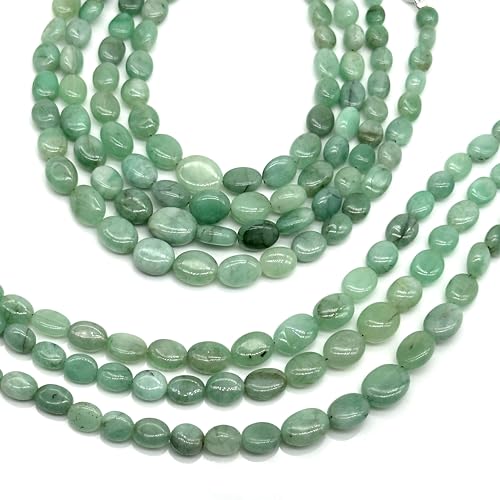 Stone2wear Natural Emerald Beads Smooth Oval 5x4mm-10x8mm | Genuine Green Gemstone 13" Strand | May Birthstone Jewelry Making Supplies DIY Necklace Bracelet
