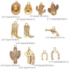 Julie Wang 100 Grams Alloy Western Cowboy Cowgirl Charms Antique Silver Gold Color Boot Hat Pendants for Necklace Earrings Bracelet Jewelry Making Women Gifts Craft DIY Findings - color: Antique Gold