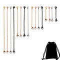 16 Pieces Necklace Extenders Black Jewelry Chain Extension Set for DIY Bracelet Making Stainless Steel 4 Colors 4 Sizes