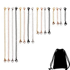 16 Pieces Necklace Extenders Black Jewelry Chain Extension Set for DIY Bracelet Making Stainless Steel 4 Colors 4 Sizes