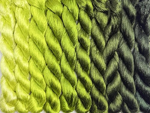 100% Nature Mulberry Handmade Embroidery Silk Thread Woven Jewelry Accessory Artificial Flowers Cross Stitch Floss DIY Sewing Kits 10 Gradient Colors 22m Each (44) - color: 44