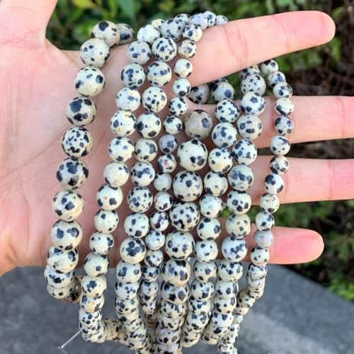 90pcs Adabele Natural Dalmatian Jasper Healing Gemstone 4mm (0.16 inch) Small Round Beads Gem Stone Spacer for Craft Jewelry Making GF17-4 - color: Dalmatian Jasper, size: 4mm (90pcs/1 Strand)