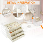 Weiai Acrylic Jewelry Organizer, Clear Jewelry Box with 4 Drawers, Jewelry Case Storage for Women (Beige) - color: Beige