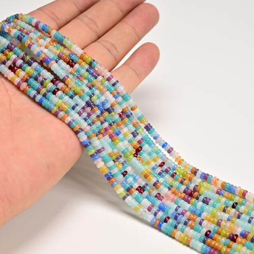ICAI 2x4mm Natural Rondelle Beads – Loose Gemstone Spacers for DIY Jewelry Making (Blue Tones) - color: Blue Tones, size: 2x4