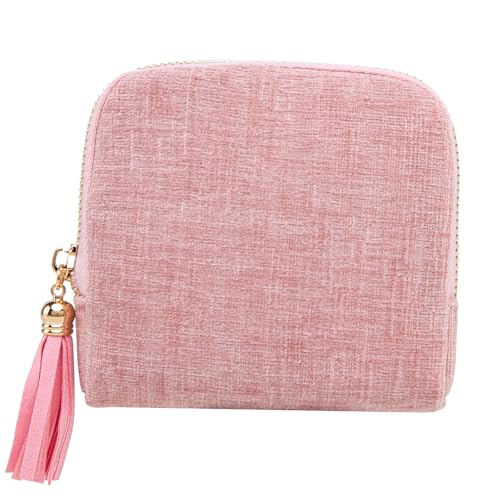 Cute Coin Purse Small Travel Jewelry Case with Tassel Mini Travel Jewelry Bag Organizer Pouch for Coins Bracelets, Fashion Accessories Mini Organizer Storage Bag for Women (A- Pink) - color: A- Pink