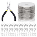 Swpeet 102Pcs White K Color 3mm by 10 Yard Length Jewelry Making Chains Kit with Jump Rings, Lobster Clasps and Jewelry Plier, Necklace Chains Flat Cable Link Chain Bulk Ideal for DIY Jewel Making - color: White