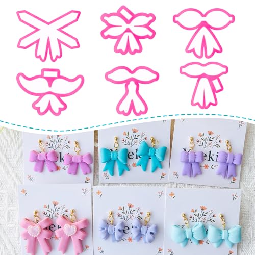 Xaekicr Bow Shape Polymer Clay Cutters for Polymer Clay – Clay Cutters & Clay Molds, Decorative Earring, Tools Set - color: 2F color