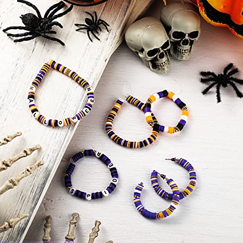 Ferraycle 5700 Pcs Fall Halloween Clay Beads Set Christmas Clay Beads Holiday DIY Jewelry Making Kits for Bracelet Necklace Earring(Black, Purple, Orange, White) - color: Black, Purple, Orange, White